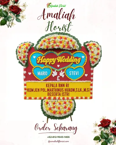 Karangan Papan Bunga Pernikahan di Brosot